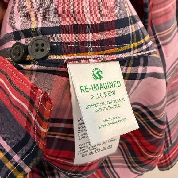 J.Crew Rare Pink Tartan Plaid Classic Button Down, Size 6 Slim Fit Collegiate - Picture 6 of 12